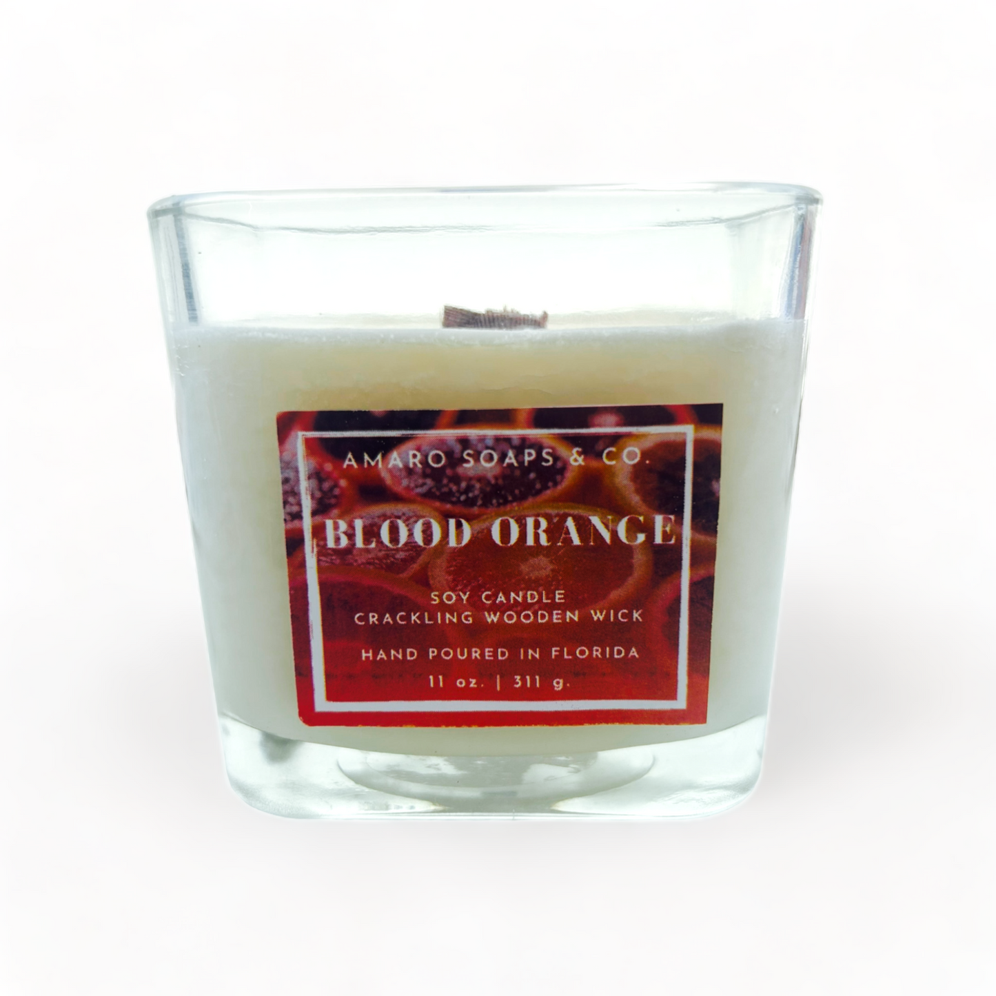Blood Orange Wooden Wick Soy Candle