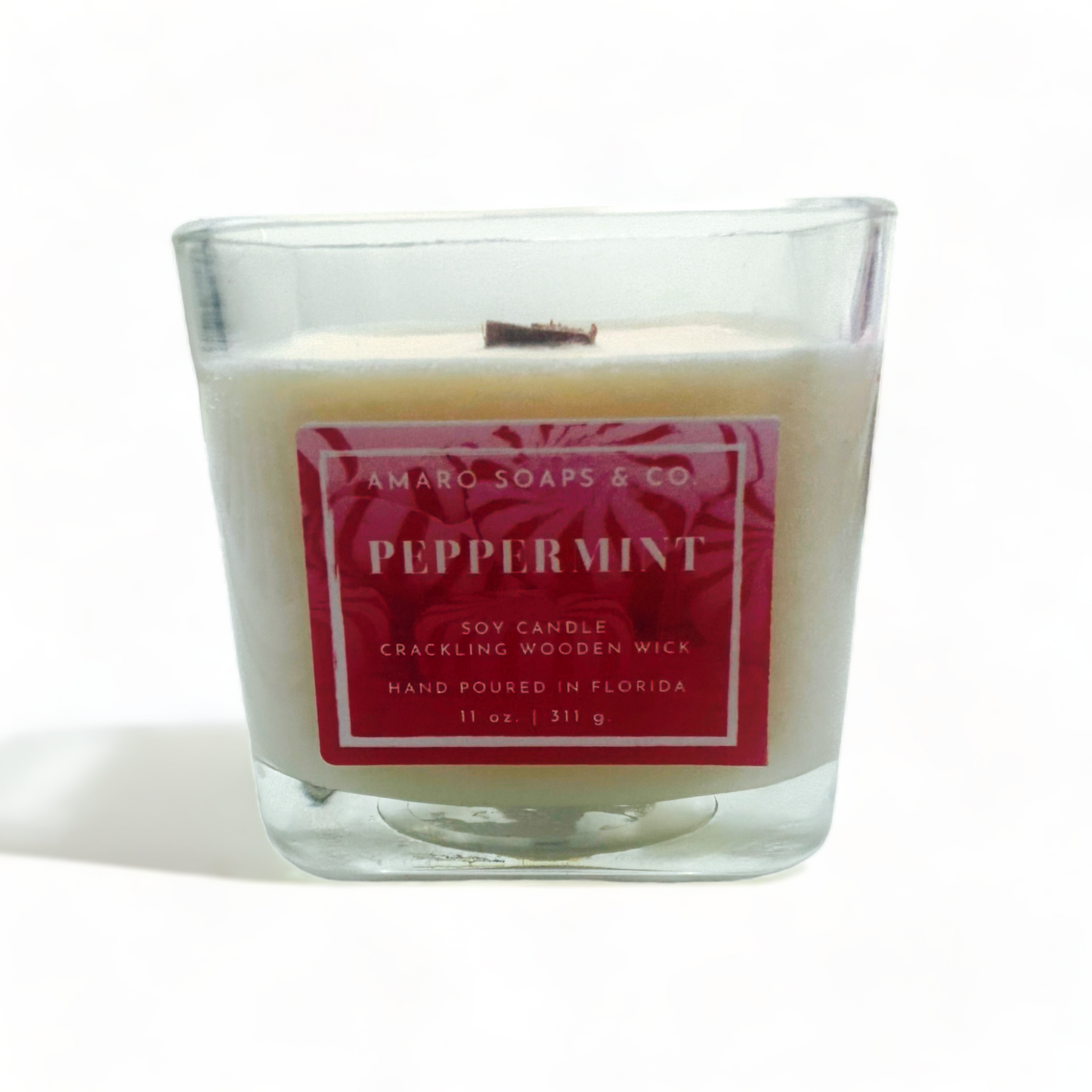 Peppermint Wooden Wick Soy Candle