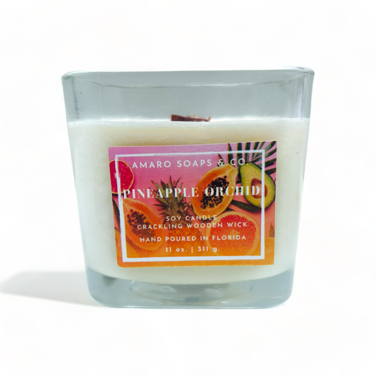 Pineapple Orchid Wooden Wick Soy Candle