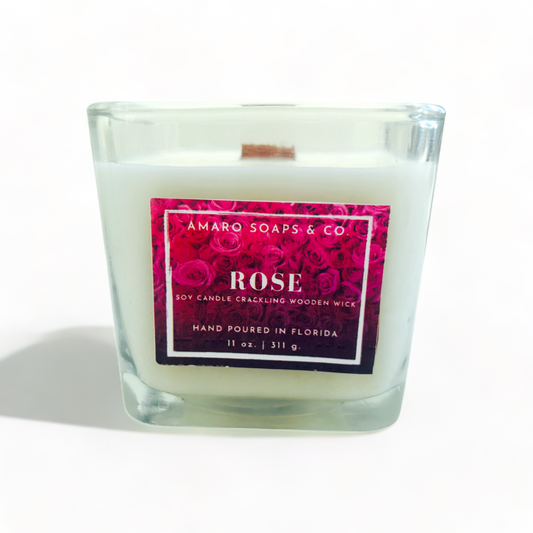 Rose Wooden Wick Soy Candle
